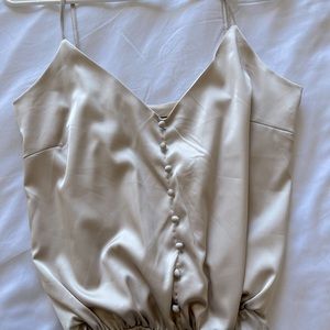 Lulu’s Satin Cream Bodysuit NWOT